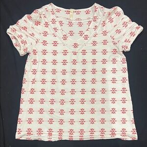 Matilda Jane Red Floral on White Short Sleeve Top